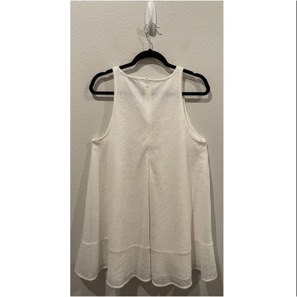LC LAUREN CONRAD Runway Sequin Trapeze Sleeveless Antique White Mini Dress - Picture 5 of 5